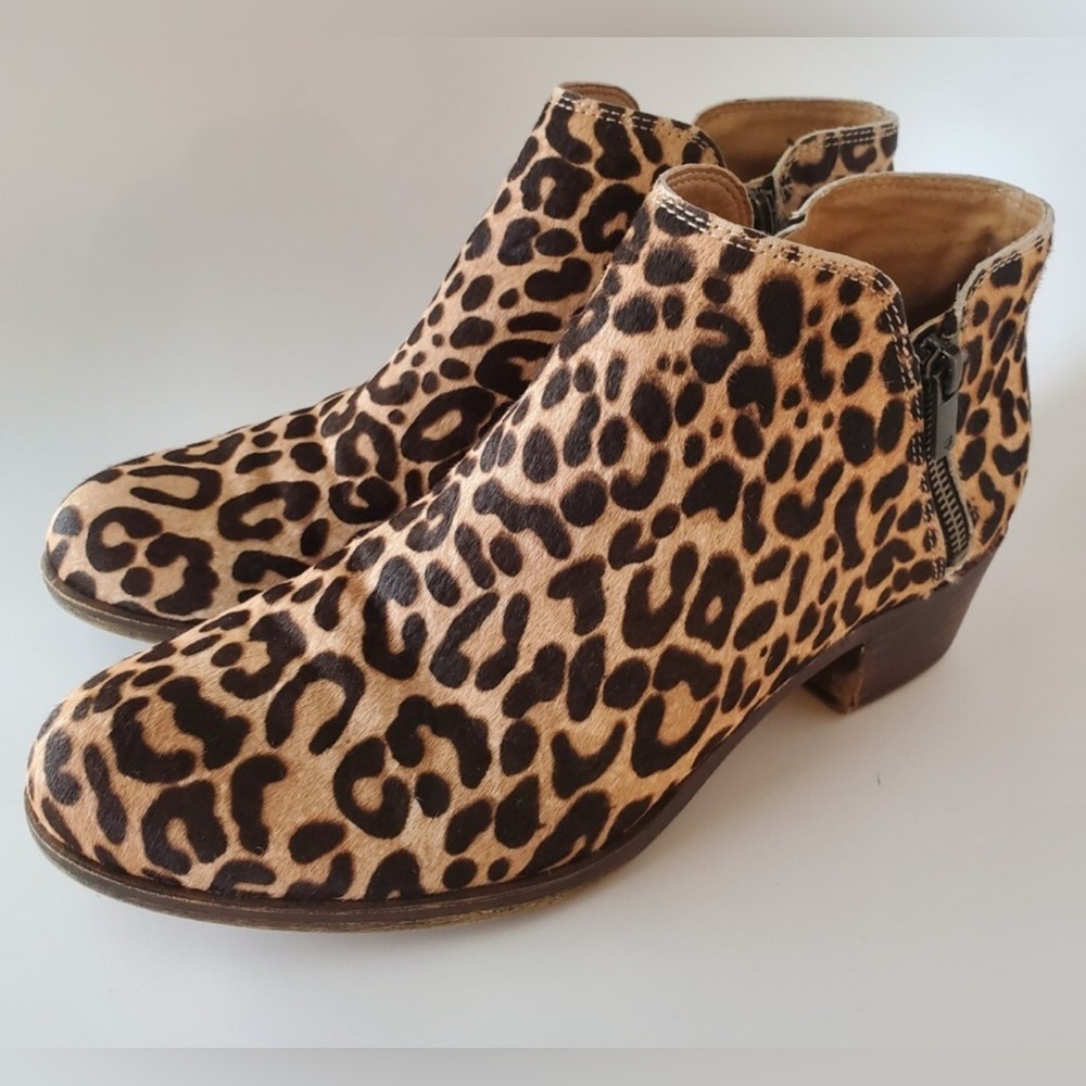 Lucky Brand Animal Print Hair Ankle Booties, Sz 9.5